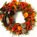 Pumpkin Sunflower Wreath: Wild Leopard Autumn Decor