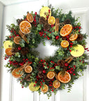 Fall-Winter Wreath with Bright Oranges, Apple Slices, Pinecones & Cinnamon Fragrance