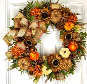 Fall Sunflower Wreath: Autumn Harvest Wreath