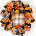 Fall Wreath, Pumpkin, Buffalo check, Farmhouse Deco, Traditional Autumn, Front Door decor
