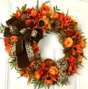 Pumpkin Sunflower Wreath: Wild Leopard Autumn Decor