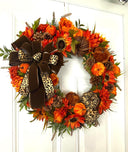 Pumpkin Sunflower Wreath: Wild Leopard Autumn Decor