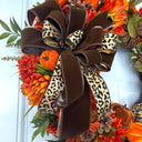 Pumpkin Sunflower Wreath: Wild Leopard Autumn Decor