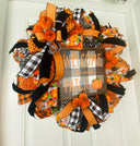 Fall Wreath, Pumpkin, Buffalo check, Farmhouse Deco, Traditional Autumn, Front Door decor
