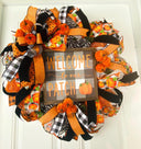 Fall Wreath, Pumpkin, Buffalo check, Farmhouse Deco, Traditional Autumn, Front Door decor