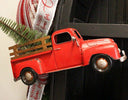 Classic Aged Red Truck Wreath Sign