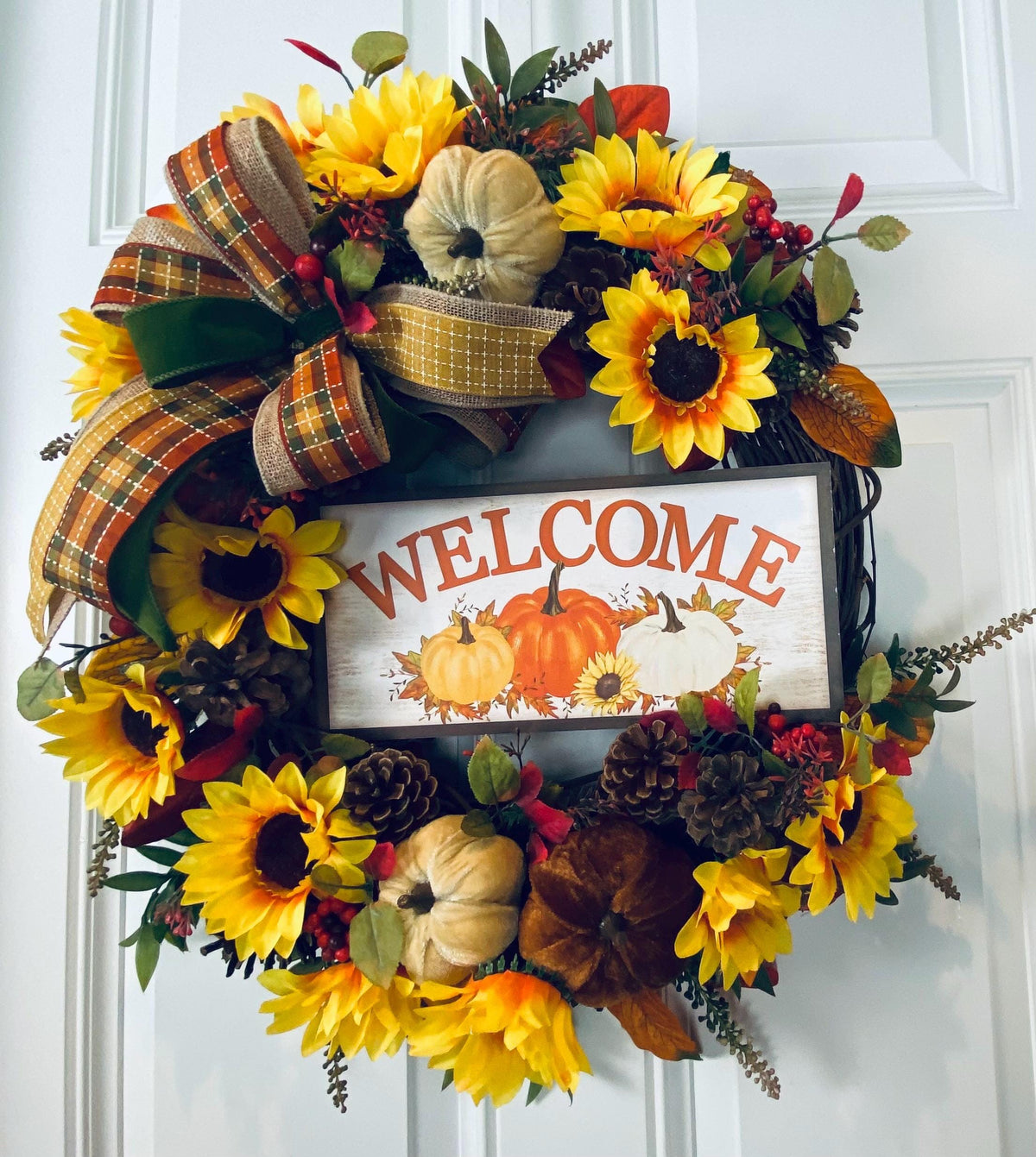 Fall Sunflower Wreath: Elegant Farmhouse Front Door Decor
