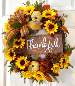 Fall Sunflower Wreath: Elegant Farmhouse Front Door Decor