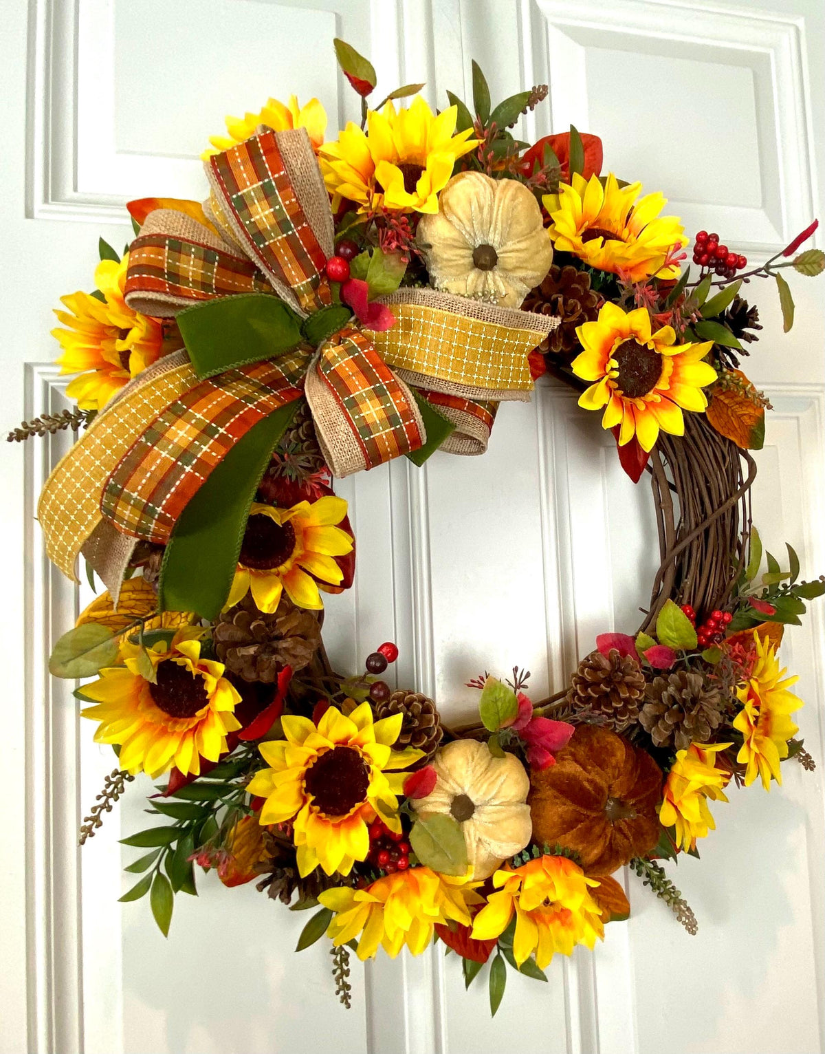 Fall Sunflower Wreath: Elegant Farmhouse Front Door Decor