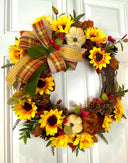 Fall Sunflower Wreath: Elegant Farmhouse Front Door Decor