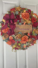 Personalized fall floral Wreath: Farmhouse Autumn Decor