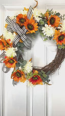 Fall Sunflower Wreath. Autumn Decor. Front Door Wreath