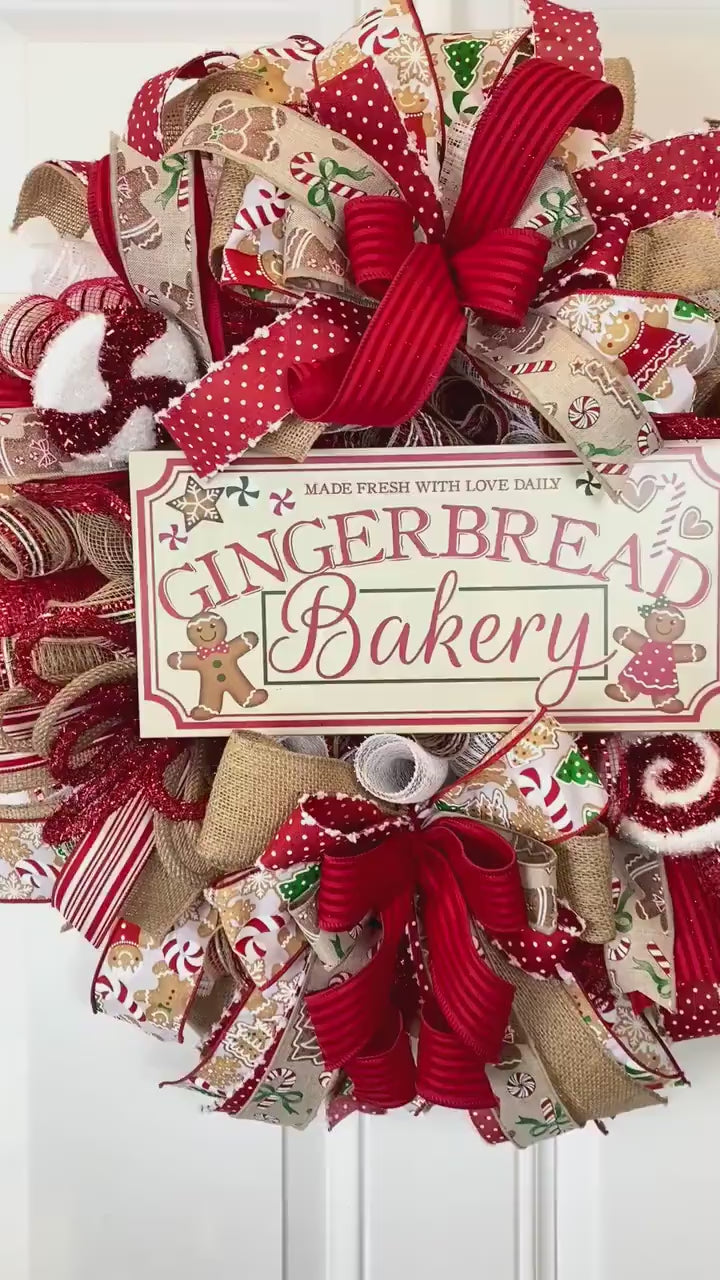 Gingerbread Bakery Christmas Wreath: Holiday Front Door Decor