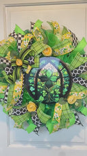 St Patricks Day Wreath, Everyday Irish Wreath, Green Stained Glass for front door