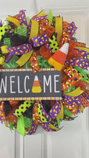 Candy Corn Halloween Wreath: Cheerful Fall Door Decor