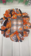 Buffalo Check Pumpkin Wreath: Farmhouse Autumn Front Door Decor