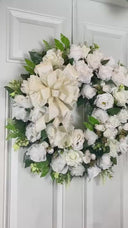 Everyday White Patriotic Memorial Wreath Front Door, Service Member, Military, Funeral