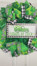 Shamrock Truck St Patricks Day Wreath: Glittery Irish Decor