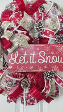 Let it Snow Winter Wreath, Christmas Wreath, Farmhouse Christmas, front door, double doors