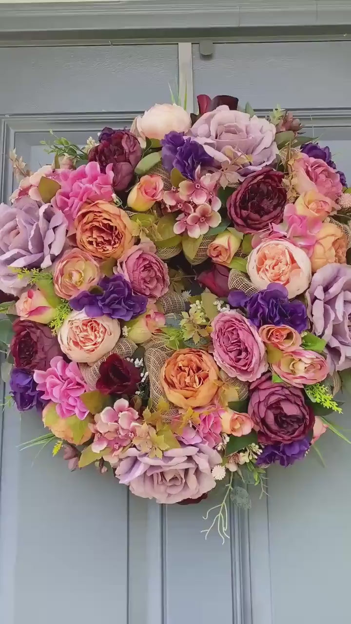 Fall Peony Hydrangea Wreath: Summer Floral Front Door Decor