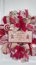 Gingerbread Christmas Wreath: Large Farmhouse Holiday Door Decor