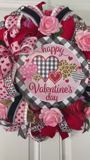 Valentine Wreath with Buffalo Check and Leopard Print Accents