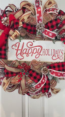 XL Farmhouse Holiday Wreath, Winter Wreath, Buffalo Plaid Decor, front door porch decor