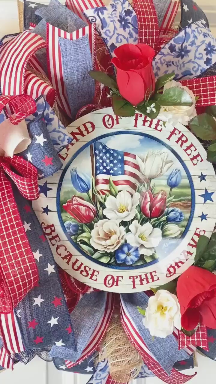 Patriotic Wreath, Summer Wreath, American Flag, Stars & Stripes, Everyday, Memorial Day, Double Doors, Flag, 4th of July, Summer Wreath