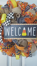 Candy Corn Halloween Wreath: Farmhouse Fall Front Door Decor