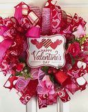 Heart Valentine Wreath: Red & Pink Deco Mesh, Door Decor (18 inch)