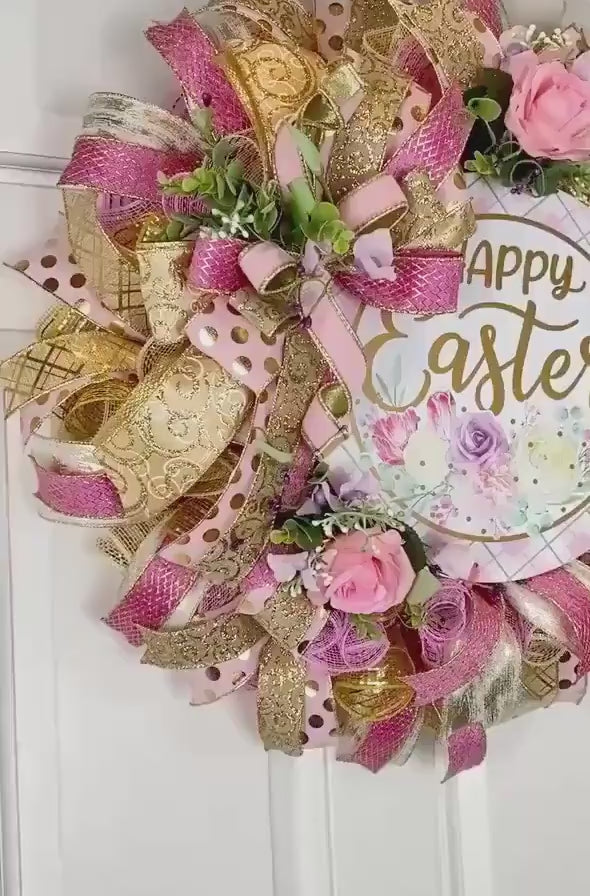 Elegant Easter Wreath, Spring Floral Decor for front door