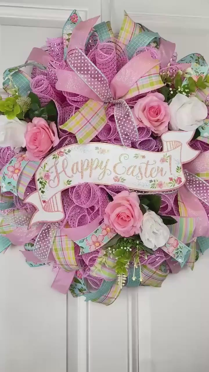 Happy Easter Spring Wreath, Spring Floral