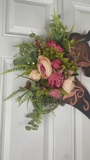Leather Look Peony Horse Head Wreath, Wall Decor