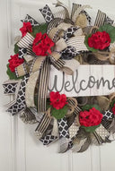 Everyday Wreath, Geranium Summer, Farmhouse Geranium Front Door, Geranium Farmhouse All Season Wreath, Summer Deco Mesh, Double Doors