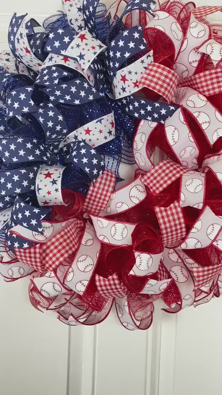 Baseball Wreath: Patriotic American Flag Decor, Stars & Stripes