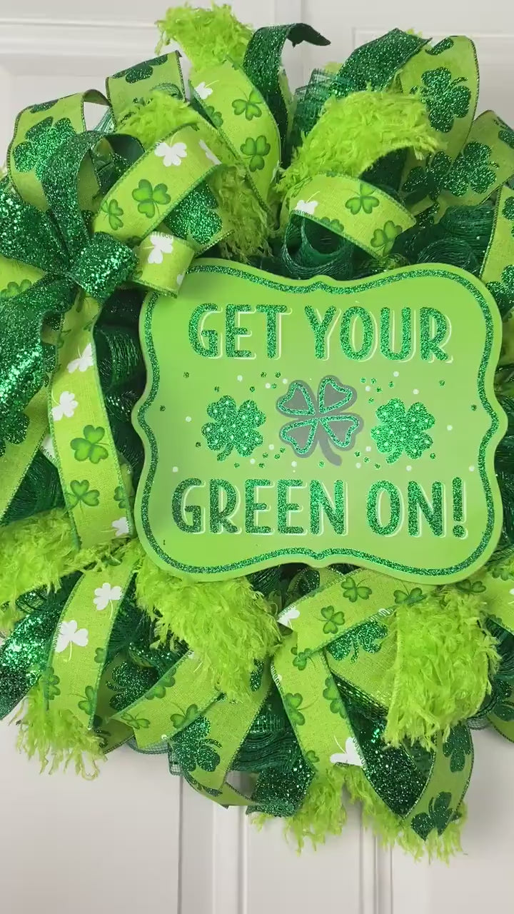 St Patricks Day Wreath, Furry Leprechaun Irish Wreath