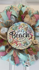 Shell Beach Wreath: Coastal Summer Cottage Front Door Decor