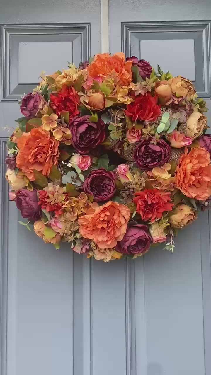 Fall Peony and Hydrangea Wreath: Farmhouse Autumn Decor