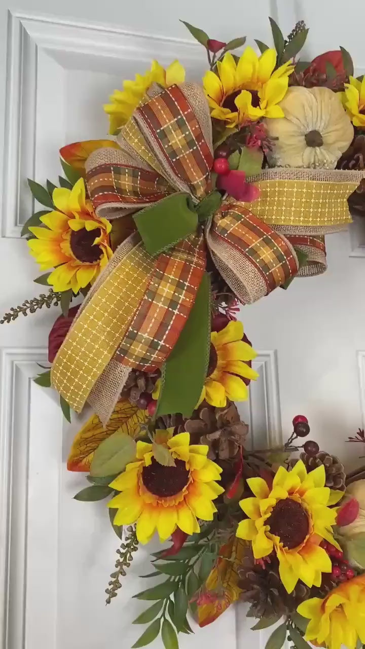 Fall Sunflower Elegance Wreath: Farmhouse Front Door Decor