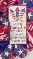 Firecracker Patriotic Wreath: Red, White, and Blue Decor