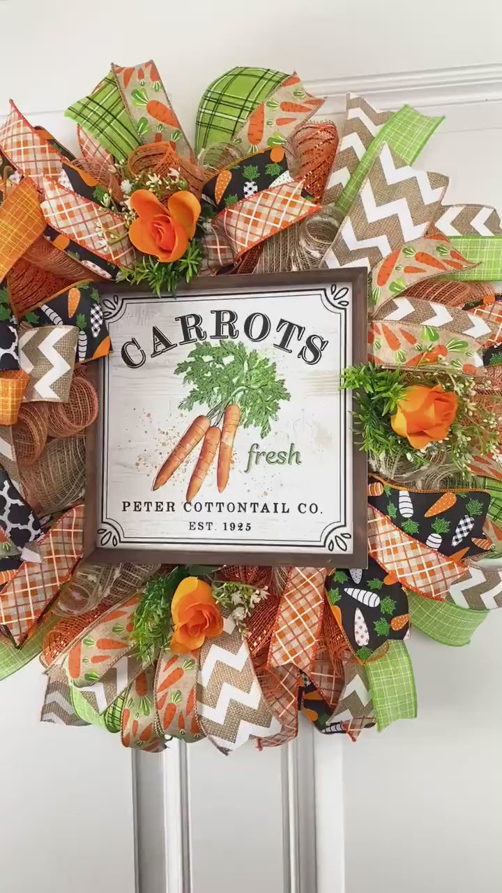 Fresh Carrot Bunny Wreath for Easter Spring Front Doors