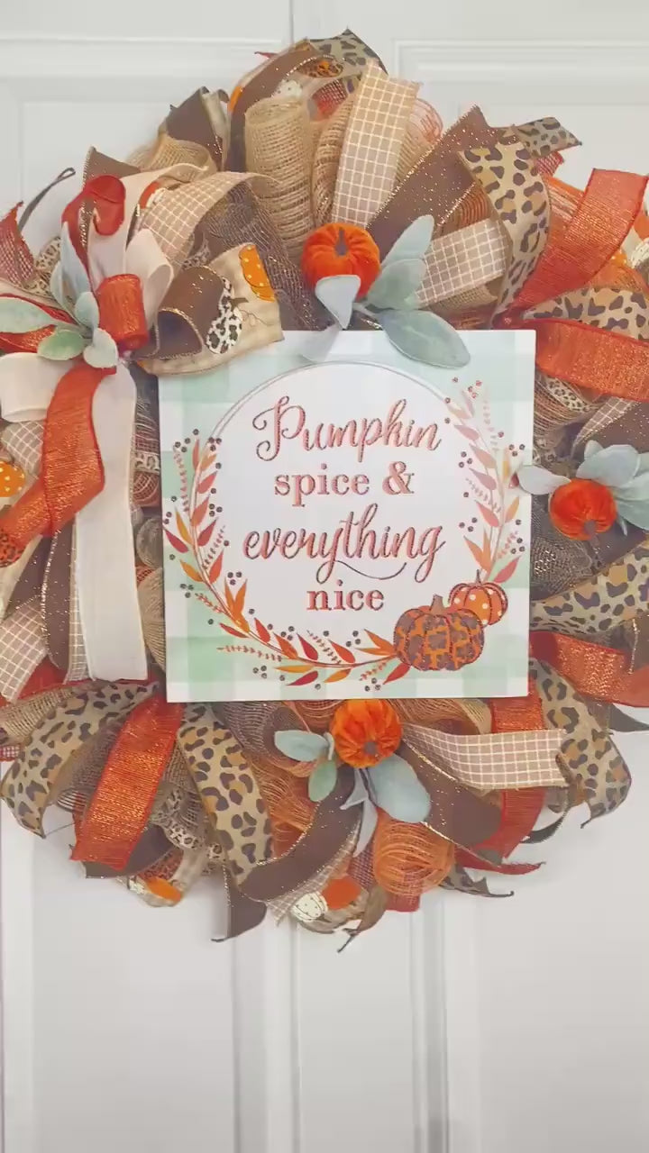 Pumpkin Spice Fall Wreath: Farmhouse Autumn Decor