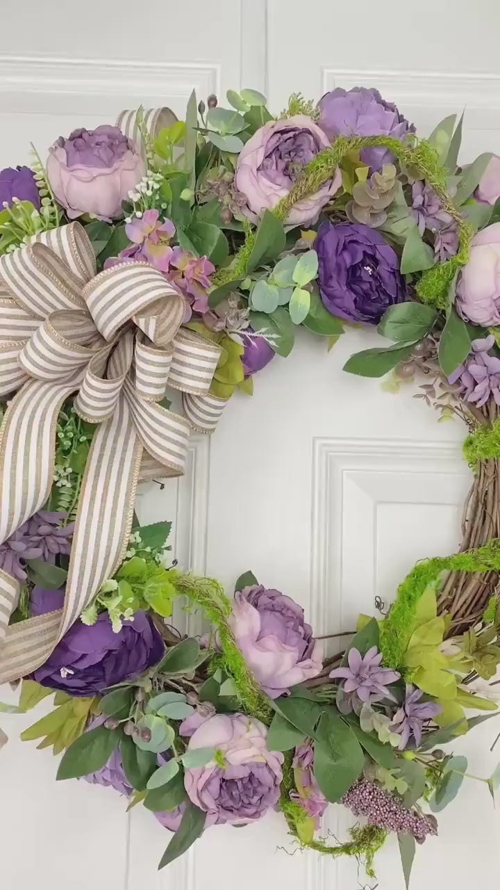 Lavender Peony Wreath: French Country Farmhouse Decor