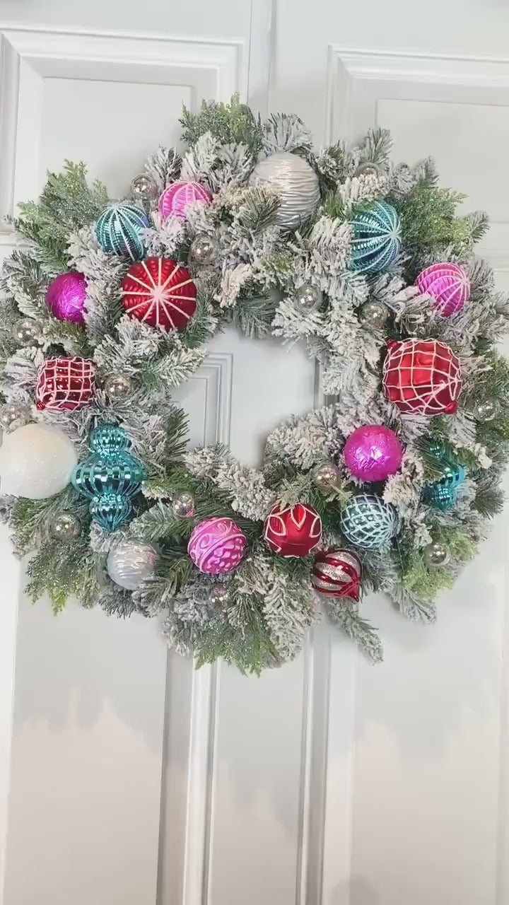 Lighted Candyland Christmas Ornament Wreath: Winter Porch Decor