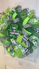 Harlequin Shamrock Wreath for St Patrick's Day Front Doors