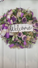Purple Everyday Wreath, Farmhouse Wreath for Every Season, Spring Wreath, Summer Deco Mesh, color options available