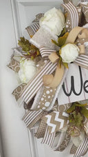 Neutral Peony Wreath: Farmhouse Front Door Decor