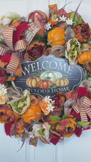 Pumpkin Peony Fall Wreath: Rustic Farmhouse Door Decor