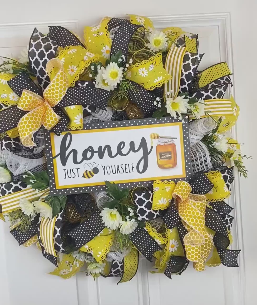 Summer wreath, Bee Everyday Wreath Front Door, Farmhouse All Season Wreath, Spring Wreath, Summer Deco Mesh