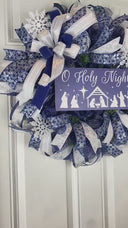 Christmas Wreath, Nativity, Manger Holy Night | Choose Pre-lit or Non-lit Option